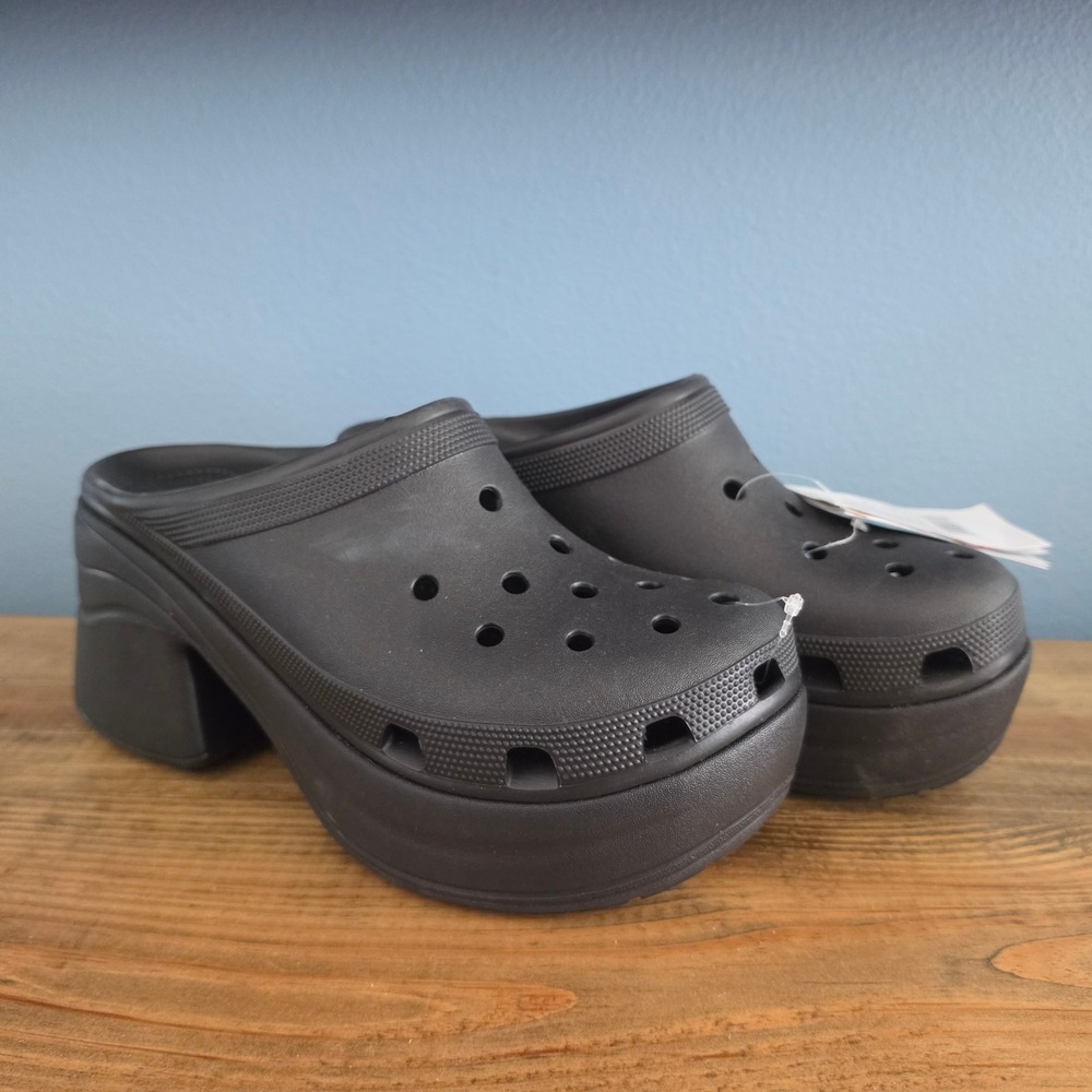 Crocs Mens Siren Clog Black Chunky Platform High Heel Mules 208547-001 Size 11